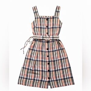 Gal Meets Glam Plaid Midi Dress Pockets Preppy 50s A-Line Romantic